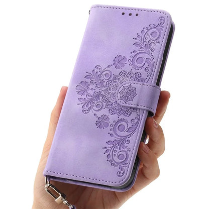 For Honor X6b 4G Case Flower Pattern PU Leather Wallet Phone Cover with Strap