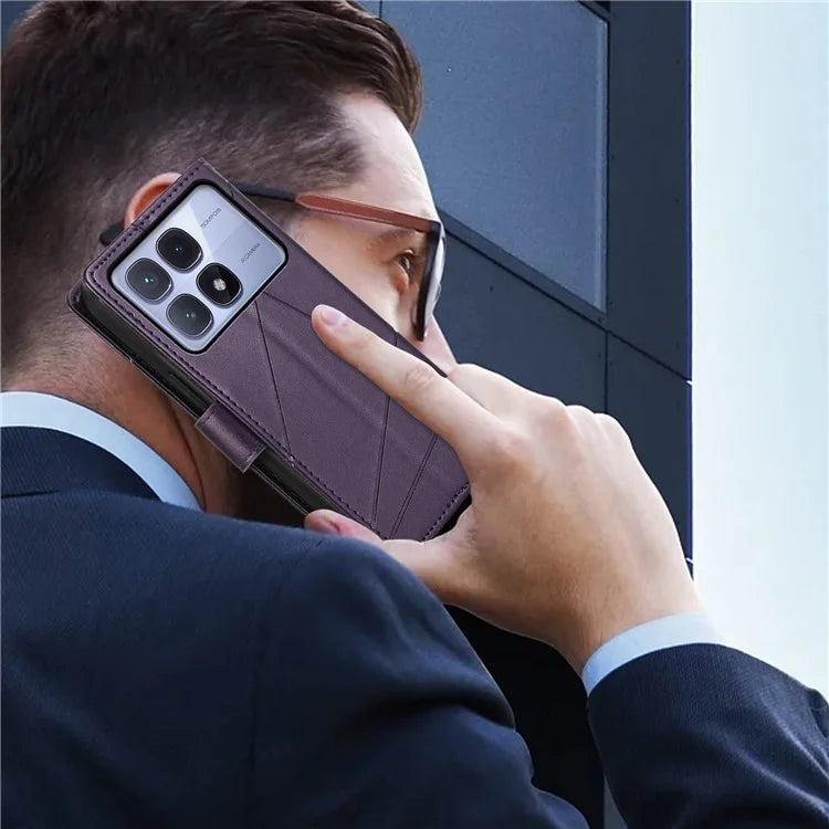 DF-06 For Xiaomi Redmi K70 Ultra Phone Case Leather Flip Wallet Cover Line Imprint