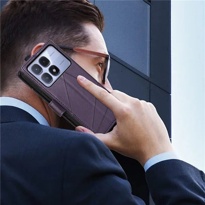 DF-06 For Xiaomi Redmi K70 Ultra Phone Case Leather Flip Wallet Cover Line Imprint