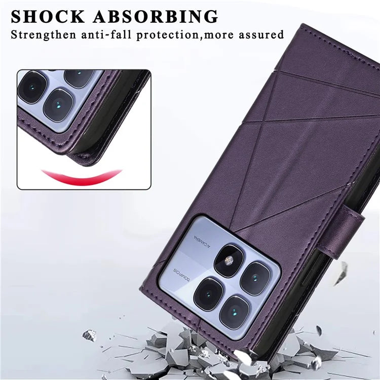 DF-06 For Xiaomi Redmi K70 Ultra Phone Case Leather Flip Wallet Cover Line Imprint