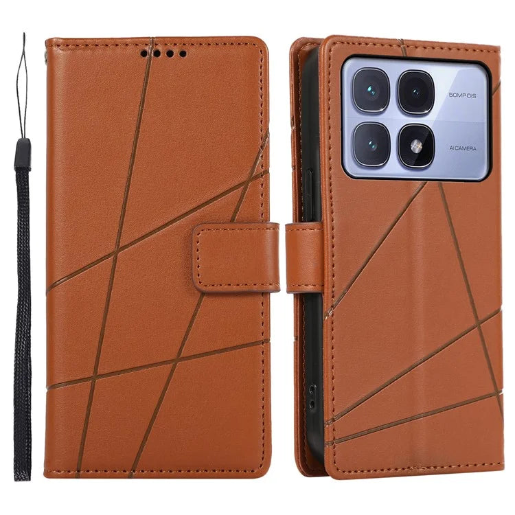 DF-06 For Xiaomi Redmi K70 Ultra Phone Case Leather Flip Wallet Cover Line Imprint