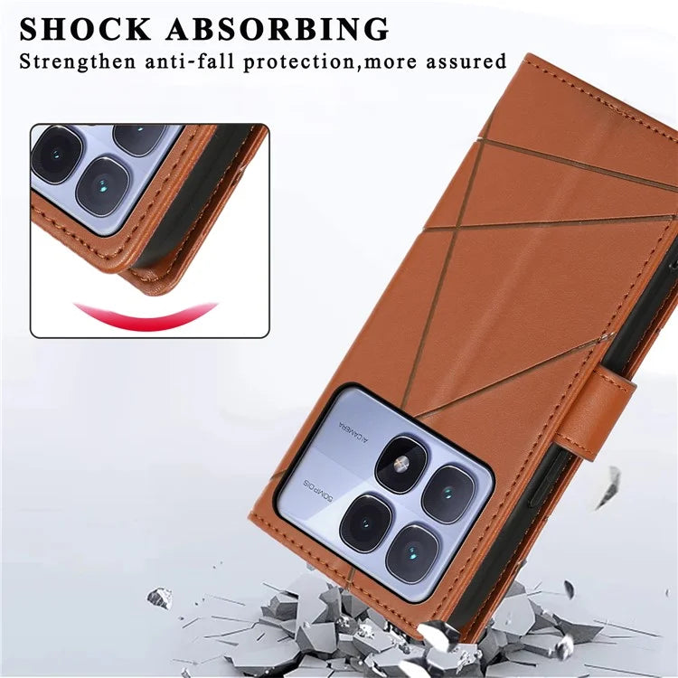 DF-06 For Xiaomi Redmi K70 Ultra Phone Case Leather Flip Wallet Cover Line Imprint