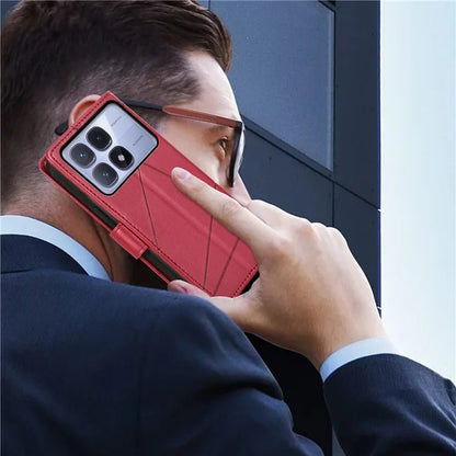 DF-06 For Xiaomi Redmi K70 Ultra Phone Case Leather Flip Wallet Cover Line Imprint