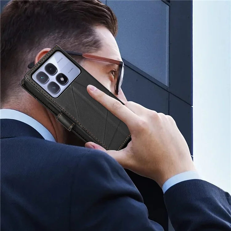 DF-06 For Xiaomi Redmi K70 Ultra Phone Case Leather Flip Wallet Cover Line Imprint