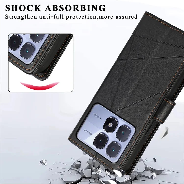 DF-06 For Xiaomi Redmi K70 Ultra Phone Case Leather Flip Wallet Cover Line Imprint