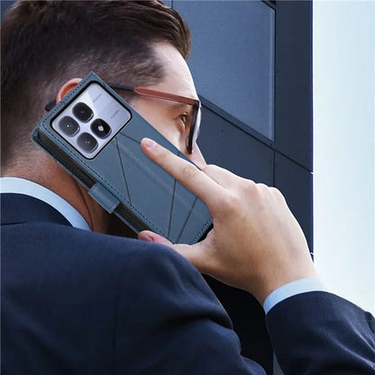 DF-06 For Xiaomi Redmi K70 Ultra Phone Case Leather Flip Wallet Cover Line Imprint