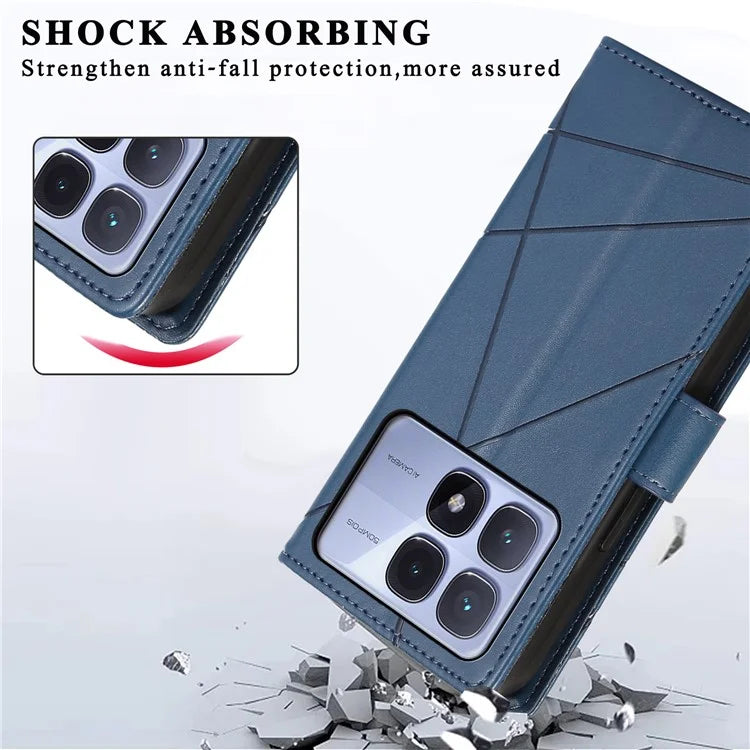 DF-06 For Xiaomi Redmi K70 Ultra Phone Case Leather Flip Wallet Cover Line Imprint