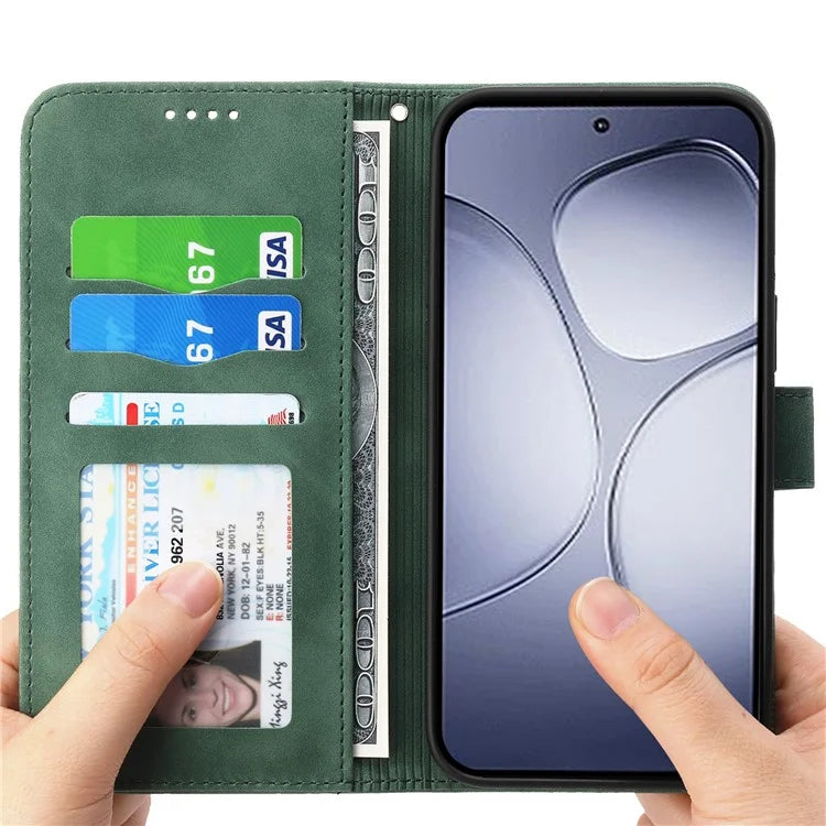 DIERFENG DF-03 For Xiaomi Redmi K70 Ultra Leather Case Lines Imprint Wallet Phone Cover