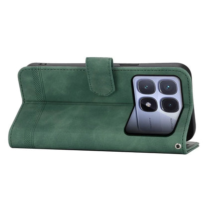 DIERFENG DF-03 For Xiaomi Redmi K70 Ultra Leather Case Lines Imprint Wallet Phone Cover