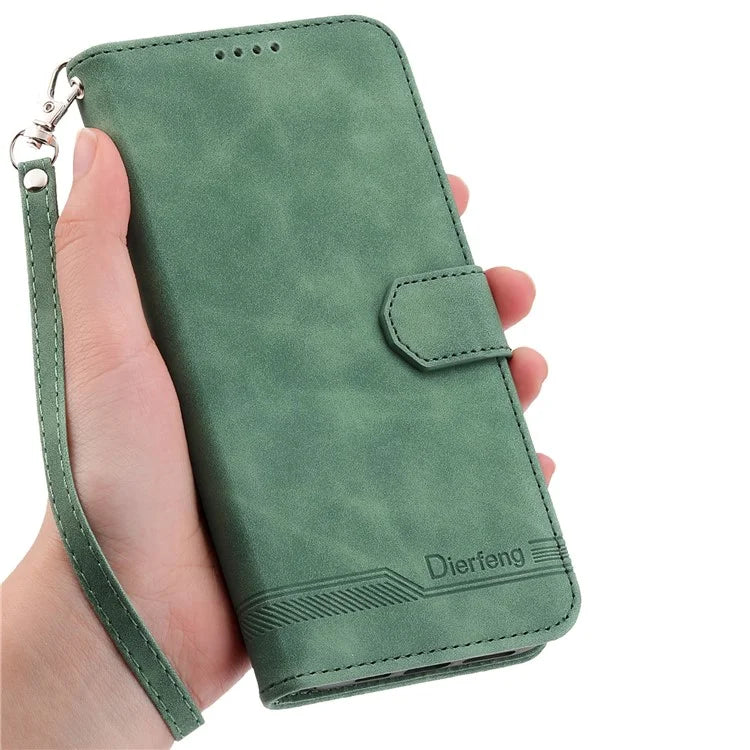 DIERFENG DF-03 For Xiaomi Redmi K70 Ultra Leather Case Lines Imprint Wallet Phone Cover
