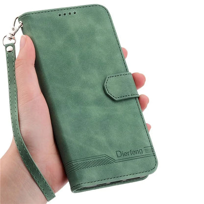 DIERFENG DF-03 For Xiaomi Redmi K70 Ultra Leather Case Lines Imprint Wallet Phone Cover