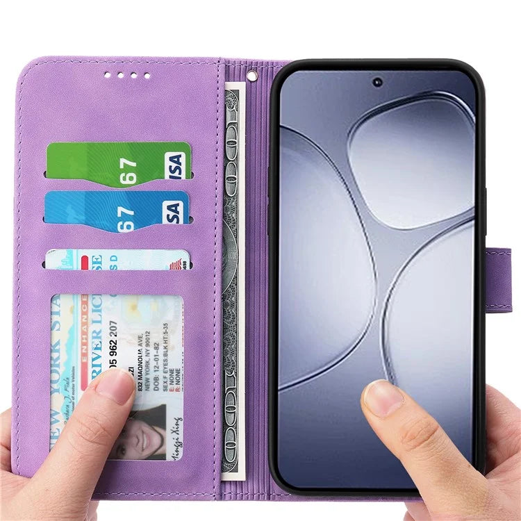 DIERFENG DF-03 For Xiaomi Redmi K70 Ultra Leather Case Lines Imprint Wallet Phone Cover