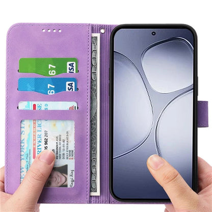 DIERFENG DF-03 For Xiaomi Redmi K70 Ultra Leather Case Lines Imprint Wallet Phone Cover