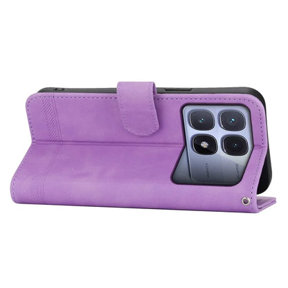 DIERFENG DF-03 For Xiaomi Redmi K70 Ultra Leather Case Lines Imprint Wallet Phone Cover