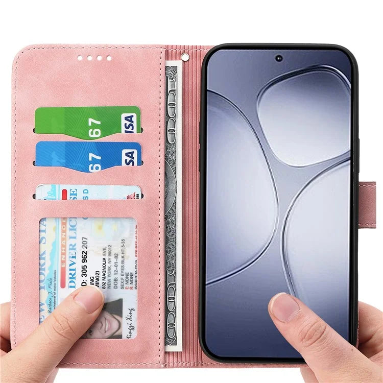 DIERFENG DF-03 For Xiaomi Redmi K70 Ultra Leather Case Lines Imprint Wallet Phone Cover