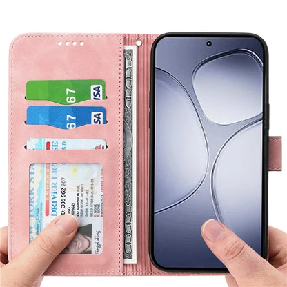 DIERFENG DF-03 For Xiaomi Redmi K70 Ultra Leather Case Lines Imprint Wallet Phone Cover