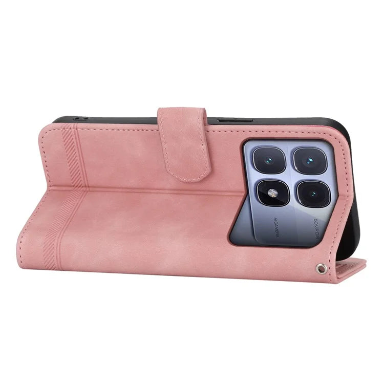 DIERFENG DF-03 For Xiaomi Redmi K70 Ultra Leather Case Lines Imprint Wallet Phone Cover