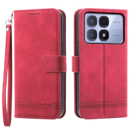 DIERFENG DF-03 For Xiaomi Redmi K70 Ultra Leather Case Lines Imprint Wallet Phone Cover
