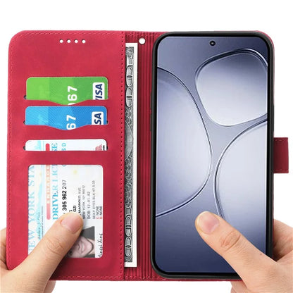 DIERFENG DF-03 For Xiaomi Redmi K70 Ultra Leather Case Lines Imprint Wallet Phone Cover