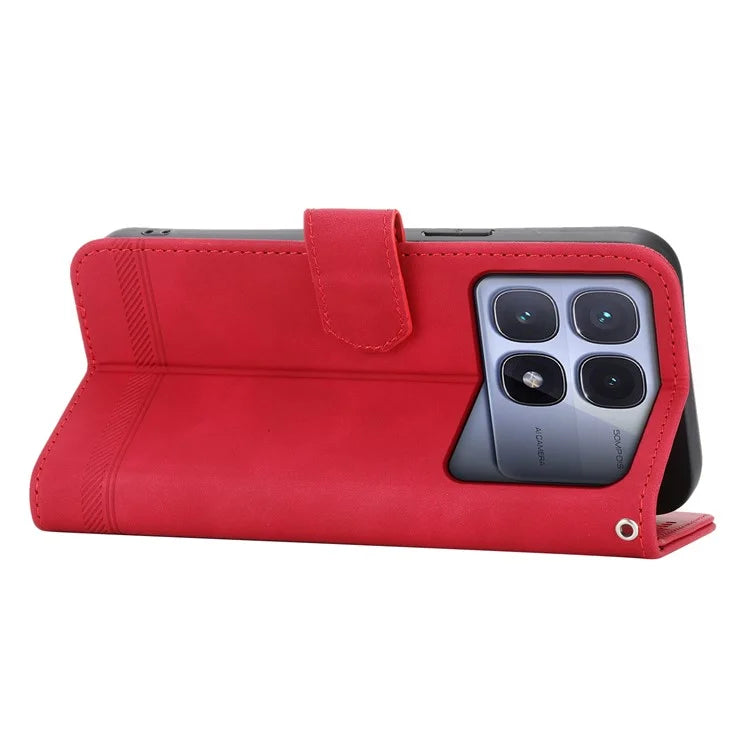DIERFENG DF-03 For Xiaomi Redmi K70 Ultra Leather Case Lines Imprint Wallet Phone Cover