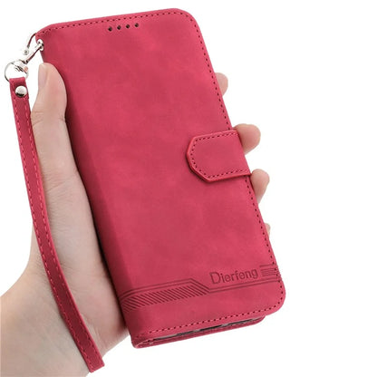 DIERFENG DF-03 For Xiaomi Redmi K70 Ultra Leather Case Lines Imprint Wallet Phone Cover