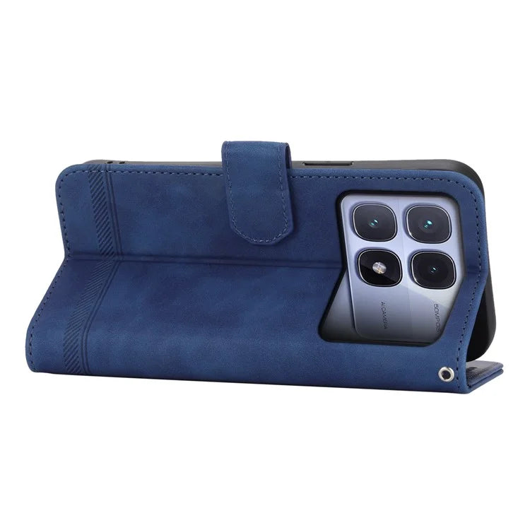 DIERFENG DF-03 For Xiaomi Redmi K70 Ultra Leather Case Lines Imprint Wallet Phone Cover