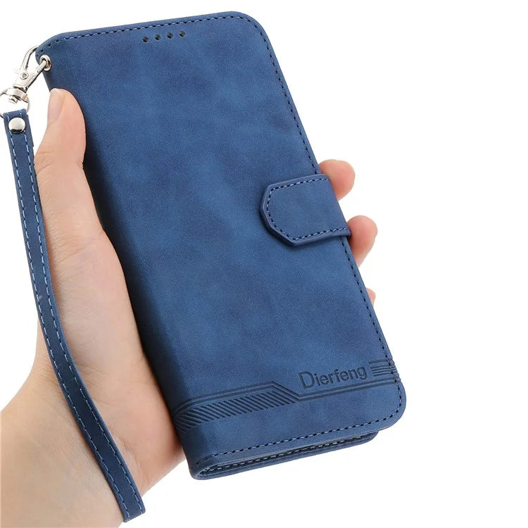 DIERFENG DF-03 For Xiaomi Redmi K70 Ultra Leather Case Lines Imprint Wallet Phone Cover