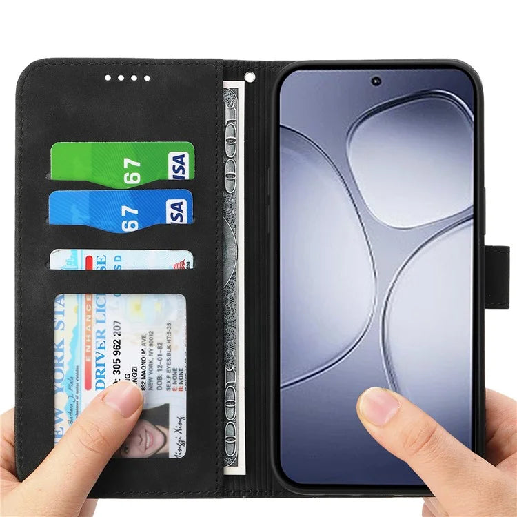 DIERFENG DF-03 For Xiaomi Redmi K70 Ultra Leather Case Lines Imprint Wallet Phone Cover