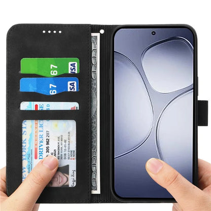 DIERFENG DF-03 For Xiaomi Redmi K70 Ultra Leather Case Lines Imprint Wallet Phone Cover