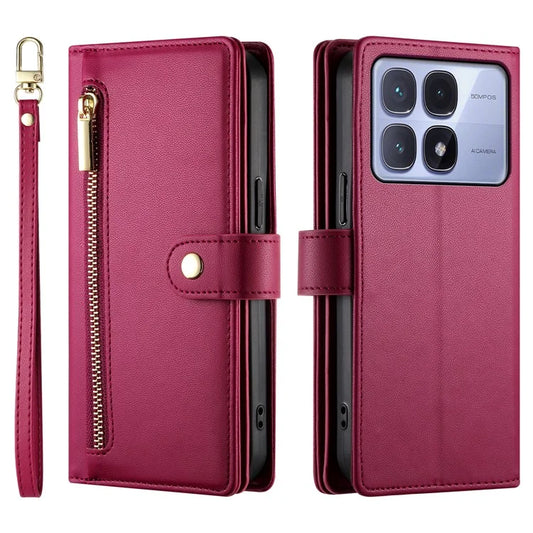 DF-011 For Xiaomi Redmi K70 Ultra Case Zipper Pocket Wallet Leather Phone Cover with Straps