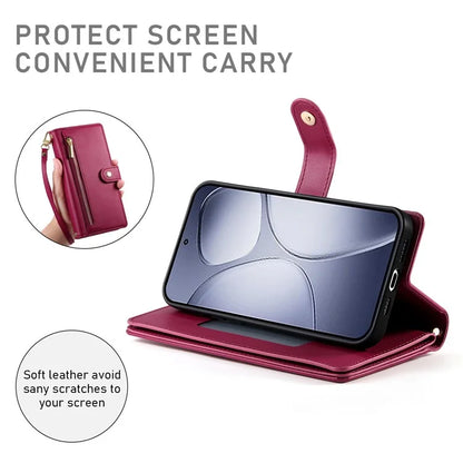 DF-011 For Xiaomi Redmi K70 Ultra Case Zipper Pocket Wallet Leather Phone Cover with Straps