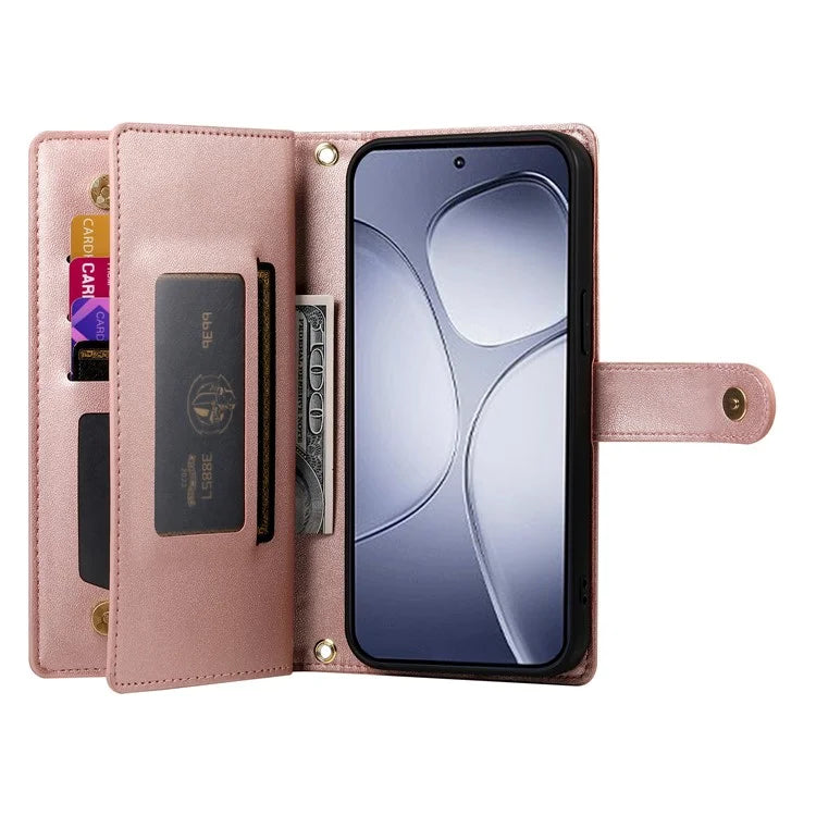DF-011 For Xiaomi Redmi K70 Ultra Case Zipper Pocket Wallet Leather Phone Cover with Straps
