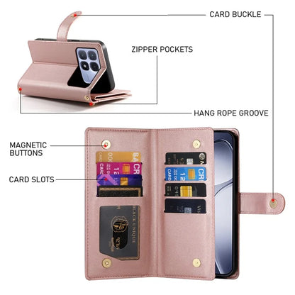 DF-011 For Xiaomi Redmi K70 Ultra Case Zipper Pocket Wallet Leather Phone Cover with Straps
