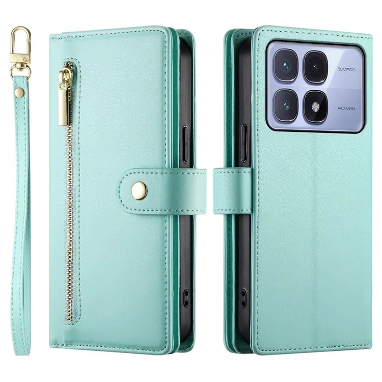 DF-011 For Xiaomi Redmi K70 Ultra Case Zipper Pocket Wallet Leather Phone Cover with Straps