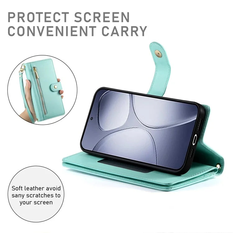DF-011 For Xiaomi Redmi K70 Ultra Case Zipper Pocket Wallet Leather Phone Cover with Straps