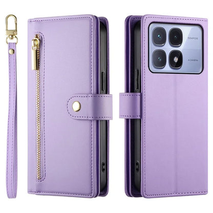 DF-011 For Xiaomi Redmi K70 Ultra Case Zipper Pocket Wallet Leather Phone Cover with Straps