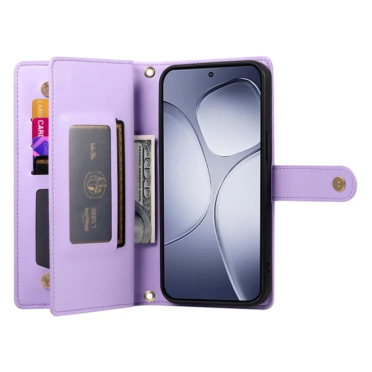 DF-011 For Xiaomi Redmi K70 Ultra Case Zipper Pocket Wallet Leather Phone Cover with Straps