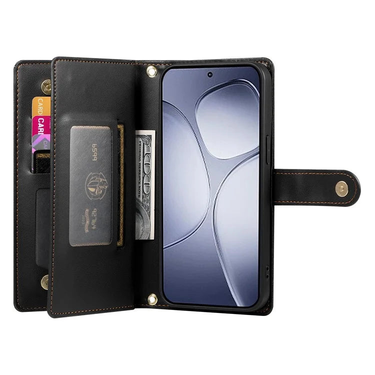 DF-011 For Xiaomi Redmi K70 Ultra Case Zipper Pocket Wallet Leather Phone Cover with Straps