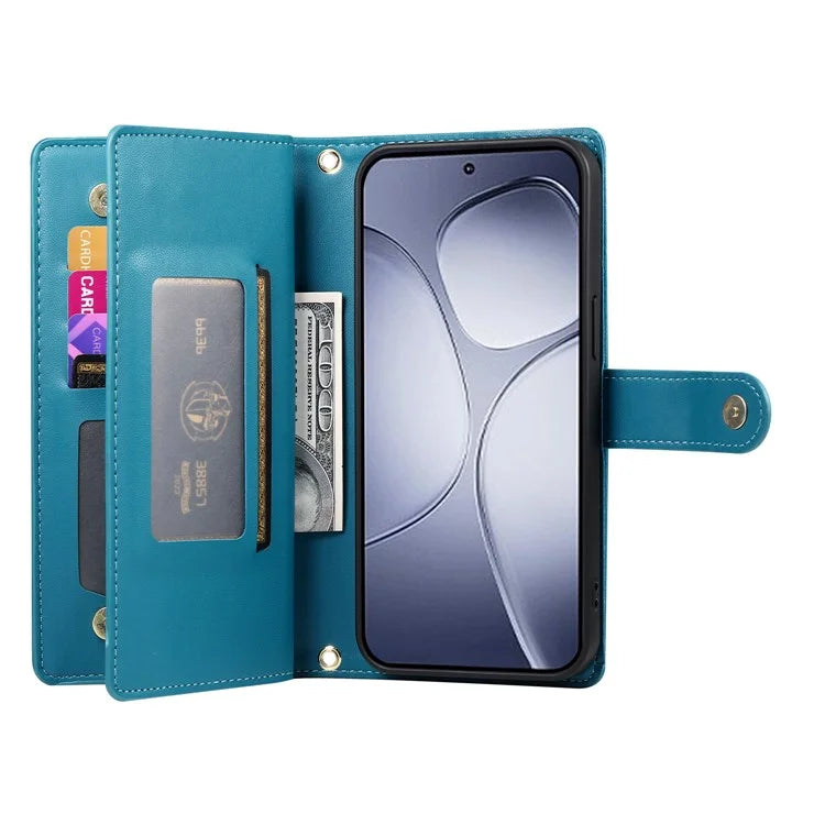 DF-011 For Xiaomi Redmi K70 Ultra Case Zipper Pocket Wallet Leather Phone Cover with Straps