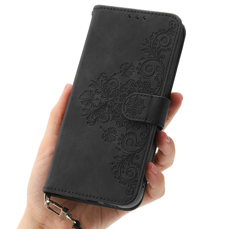 For Xiaomi Redmi K70 Ultra Case Flower Pattern PU Leather Wallet Phone Cover with Strap
