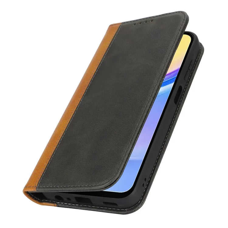 For Samsung Galaxy A15 5G Case Calf Texture 3 Card Slots Color Splicing Leather Phone Cover