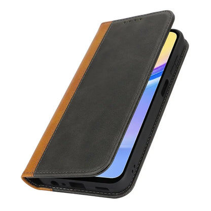For Samsung Galaxy A15 5G Case Calf Texture 3 Card Slots Color Splicing Leather Phone Cover