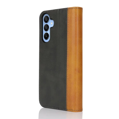 For Samsung Galaxy A15 5G Case Calf Texture 3 Card Slots Color Splicing Leather Phone Cover