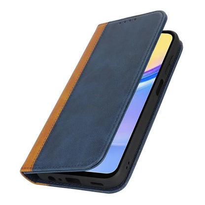 For Samsung Galaxy A15 5G Case Calf Texture 3 Card Slots Color Splicing Leather Phone Cover