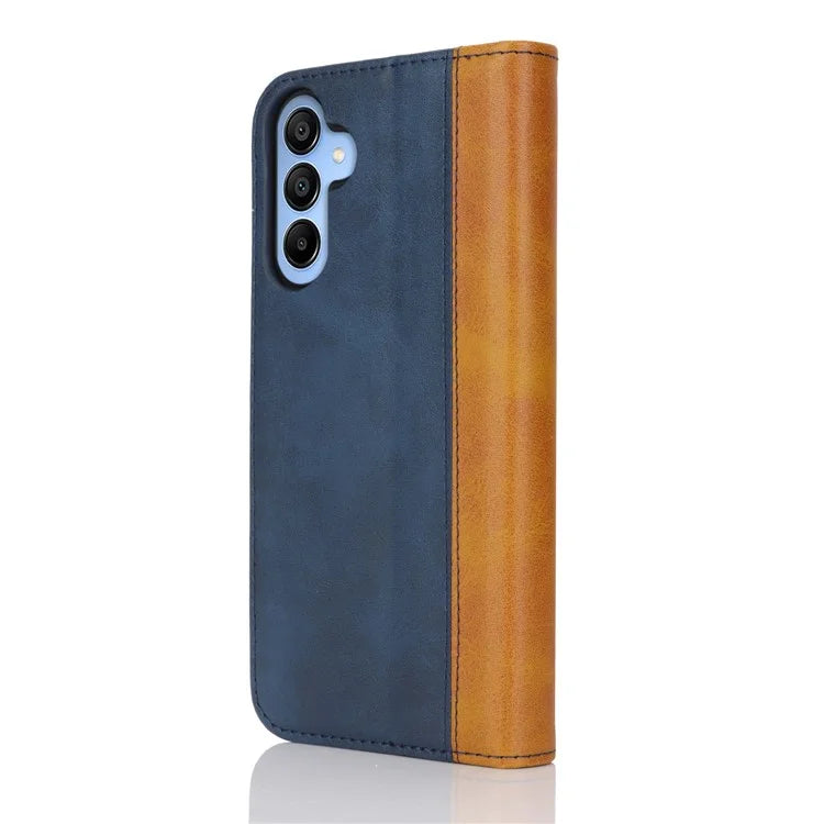 For Samsung Galaxy A15 5G Case Calf Texture 3 Card Slots Color Splicing Leather Phone Cover