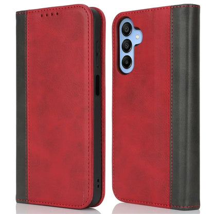 For Samsung Galaxy A15 5G Case Calf Texture 3 Card Slots Color Splicing Leather Phone Cover