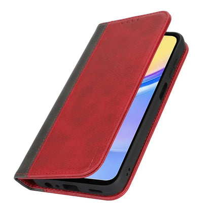 For Samsung Galaxy A15 5G Case Calf Texture 3 Card Slots Color Splicing Leather Phone Cover
