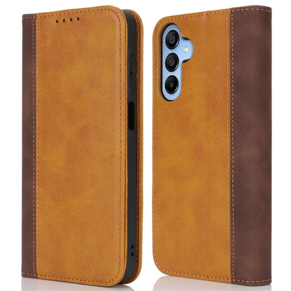 For Samsung Galaxy A15 5G Case Calf Texture 3 Card Slots Color Splicing Leather Phone Cover