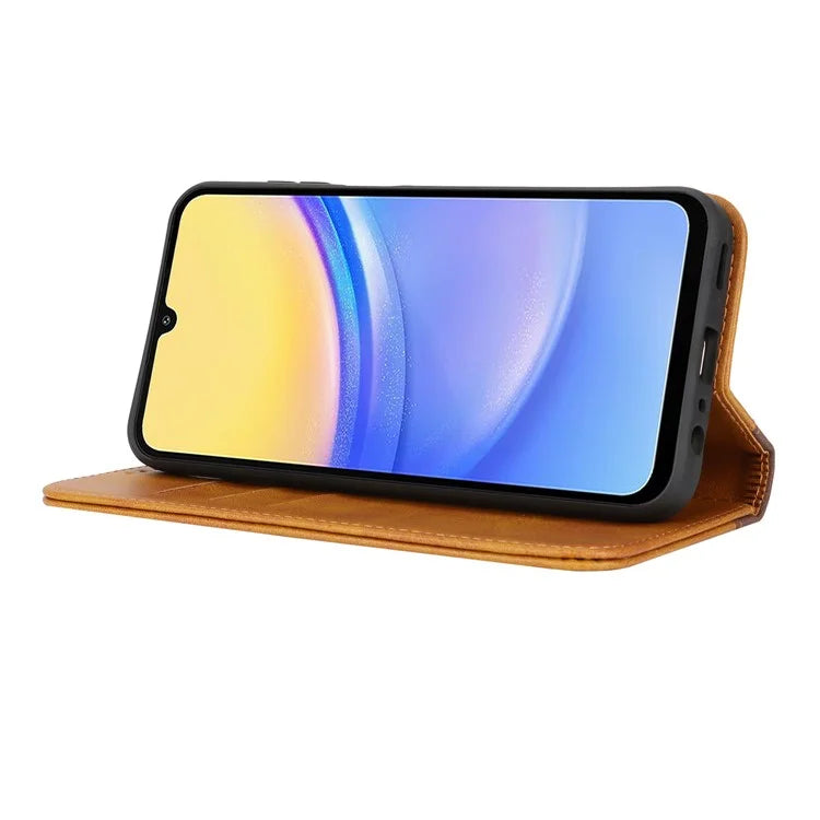 For Samsung Galaxy A15 5G Case Calf Texture 3 Card Slots Color Splicing Leather Phone Cover