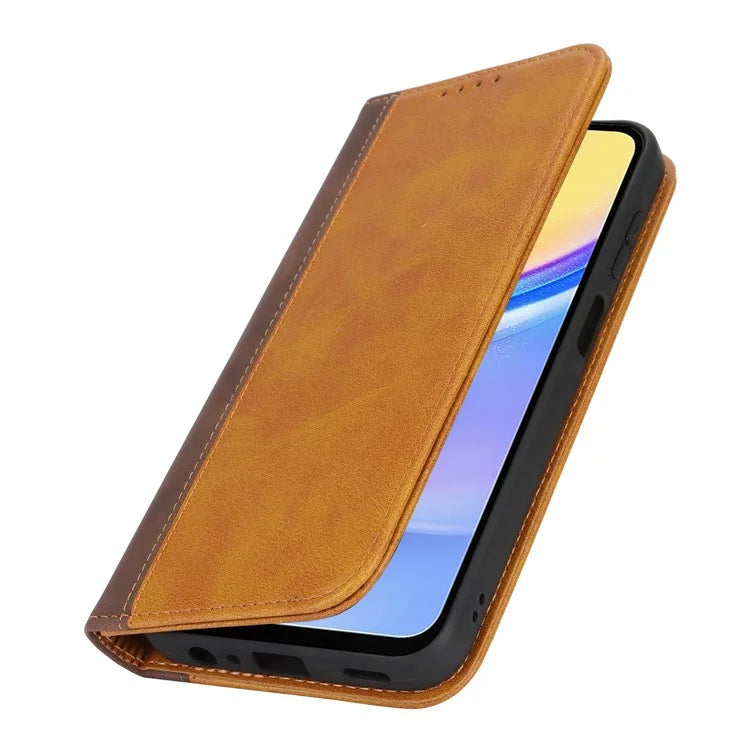 For Samsung Galaxy A15 5G Case Calf Texture 3 Card Slots Color Splicing Leather Phone Cover